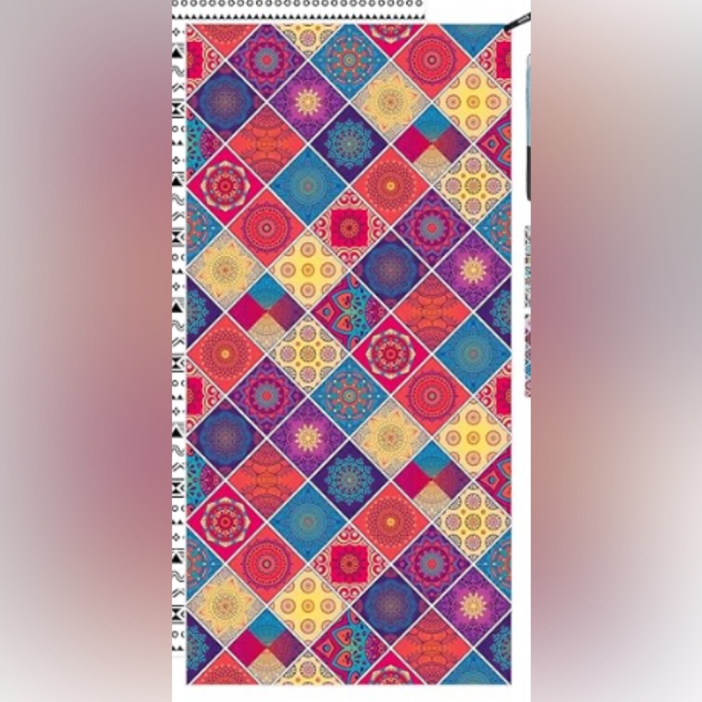 Colorful Geometric Patterned Microfiber Beach Towel